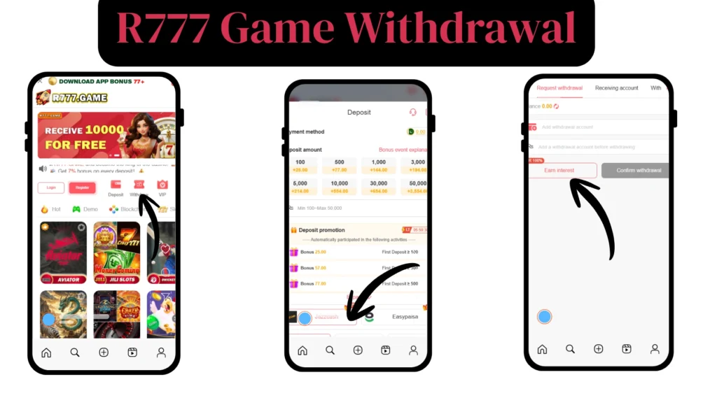 R777 Game withdrawal